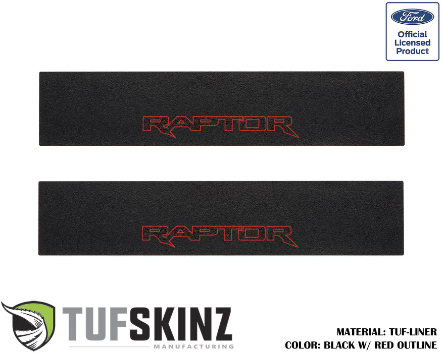 TUF-LINER Door Protection(Front Doors) Accent Trim Fits 2015-2020 Ford F-150 (RAPTOR)Black w/Red Outline Logo