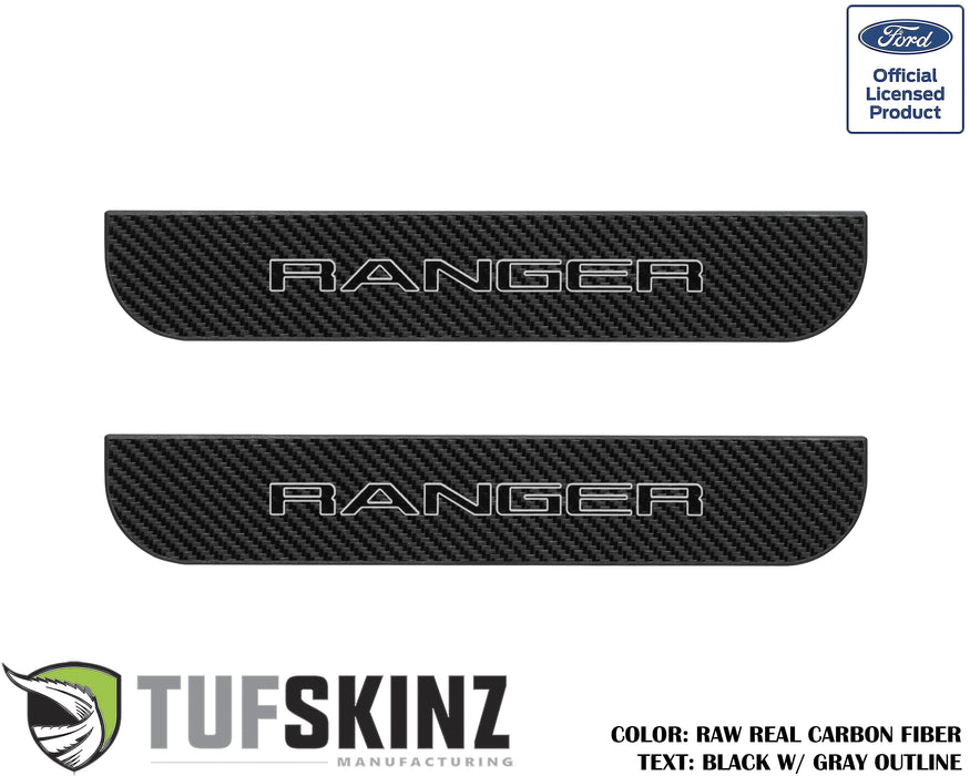 SuperCrew Rear Door Sill Trim Accent Trim Fits 2019-2020 Ford Ranger (Ranger)Black w/Gray Outline Logo
