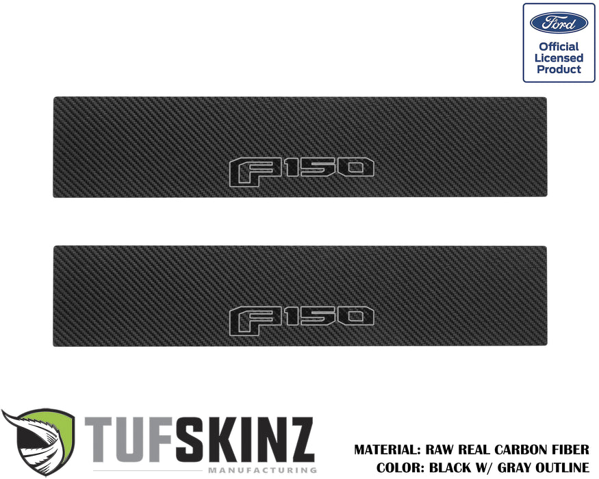 Door Sill(Front Doors) Accent Trim Fits 2015-2020 Ford F-150 (F-150)Black w/Gray Outline Logo