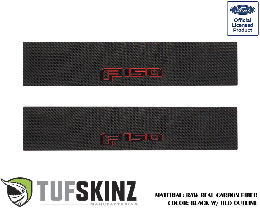 Door Sill(Front Doors) Accent Trim Fits 2015-2020 Ford F-150 (F-150)Black w/Red Outline Logo