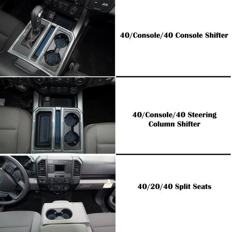 40/Console/40 Seats w/center dash speaker Cup Holder inserts Fits 2017-2020 Ford F-150 Black/Orange