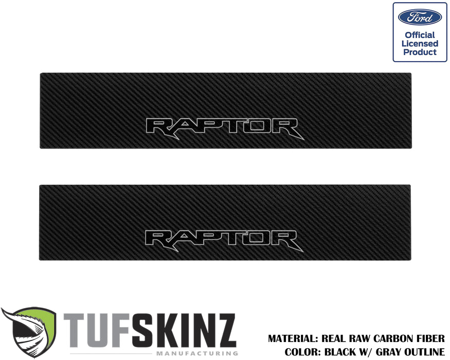 Door Sill(Front Doors) Accent Trim Fits 2015-2020 Ford F-150 (RAPTOR)Black w/Gray Outline Logo