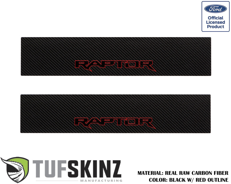 Door Sill(Front Doors) Accent Trim Fits 2015-2020 Ford F-150 (RAPTOR)Black w/Red Outline Logo