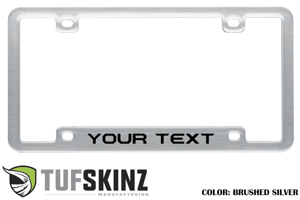 License Plate Frame Accent Trim Fits 0-0  Universal Brushed Silver