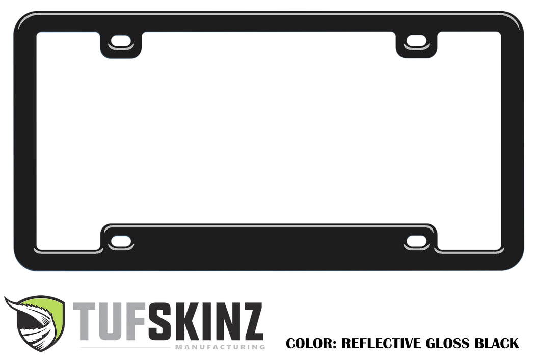 License Plate Frame Accent Trim Fits 0-0  Universal Reflective Black