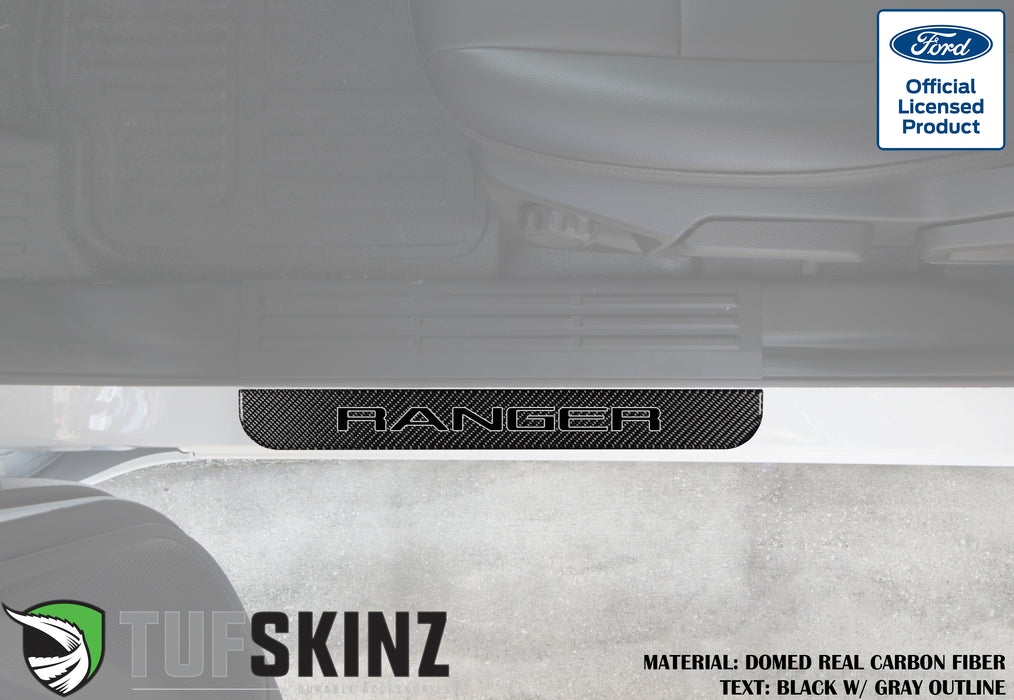 Supercrew Front Door Sill Trim Accent Trim Fits 2019-2020 Ford Ranger (Ranger)Black w/Gray Outline Logo