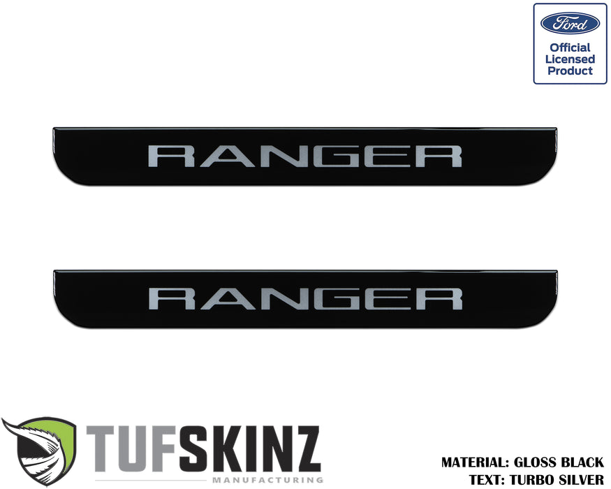 Supercrew Front Door Sill Trim Accent Trim Fits 2019-2020 Ford Ranger Silver Logo