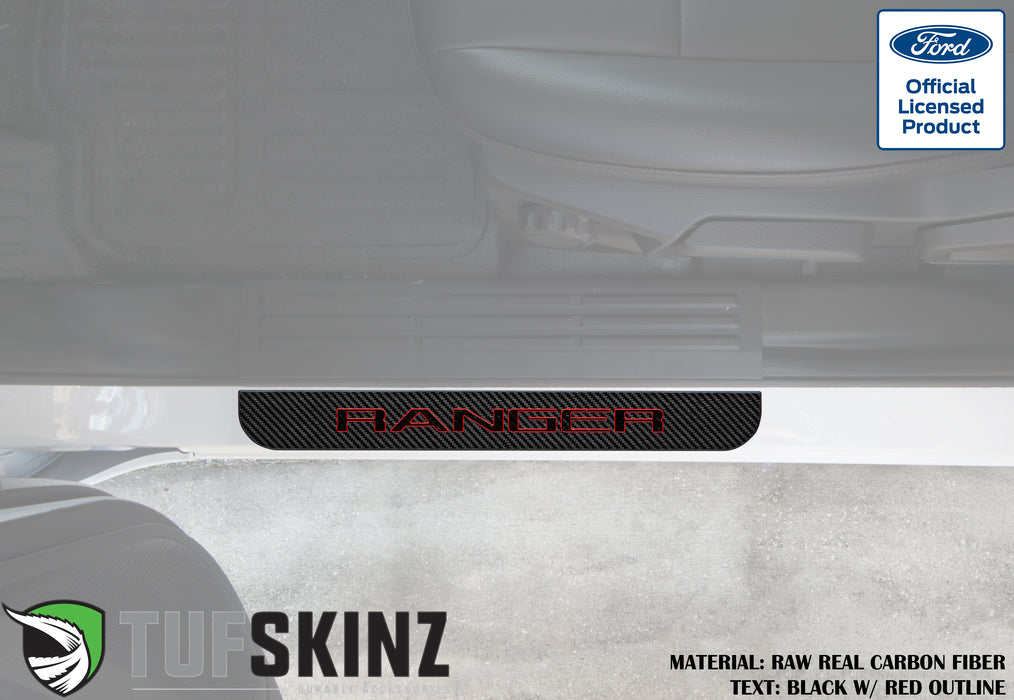 Supercrew Front Door Sill Trim Accent Trim Fits 2019-2020 Ford Ranger (Ranger)Black w/Red Outline Logo