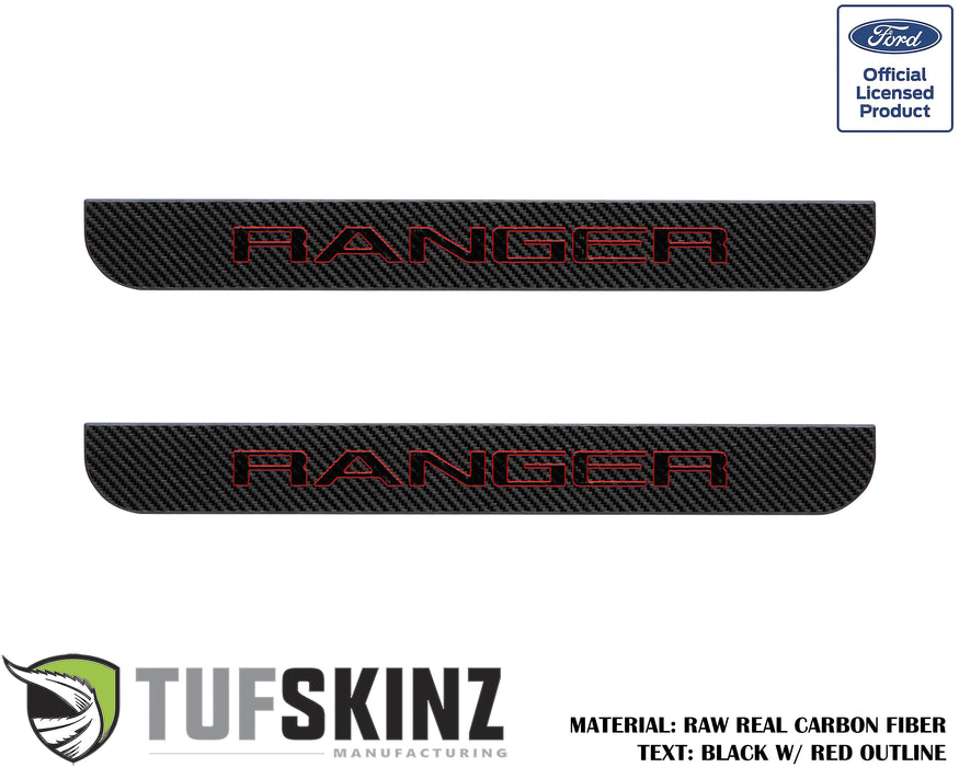 Supercrew Front Door Sill Trim Accent Trim Fits 2019-2020 Ford Ranger (Ranger)Black w/Red Outline Logo