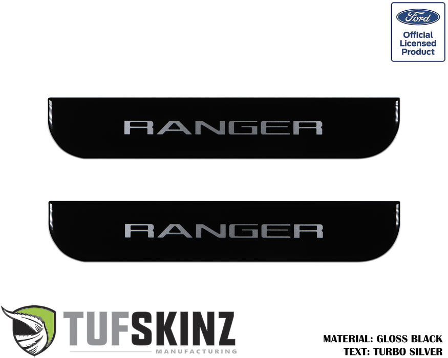 SuperCrew Rear Door Sill Trim Accent Trim Fits 2019-2020 Ford Ranger (Ranger)Silver Logo