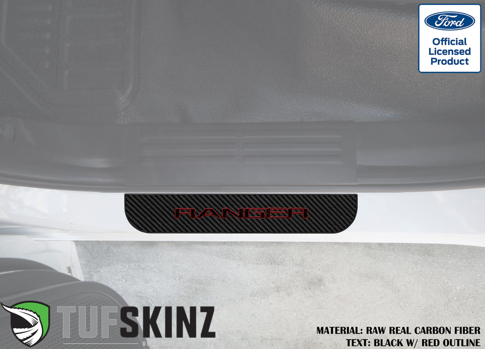 SuperCrew Rear Door Sill Trim Accent Trim Fits 2019-2020 Ford Ranger (Ranger)Black w/Red Outline Logo