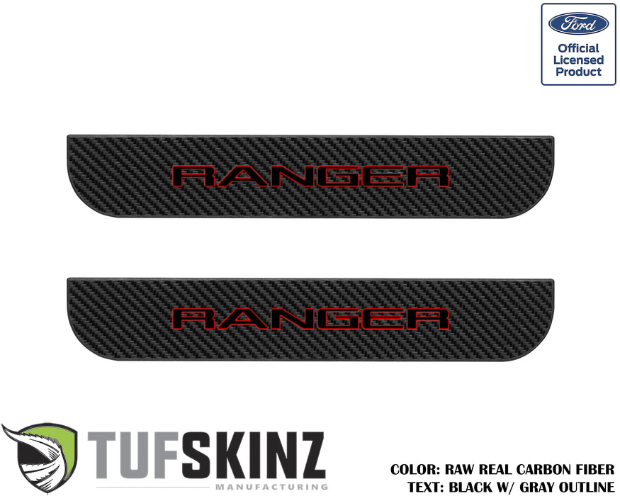 SuperCrew Rear Door Sill Trim Accent Trim Fits 2019-2020 Ford Ranger (Ranger)Black w/Red Outline Logo
