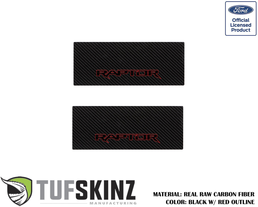 Door Sill(Rear Doors) Accent Trim Fits 2015-2020 Ford F-150 (RAPTOR)Black w/Red Outline Logo