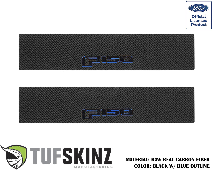 Door Sill Protection Overlays (Real Carbon Fiber) Fits 2015-2020 Ford F-150
