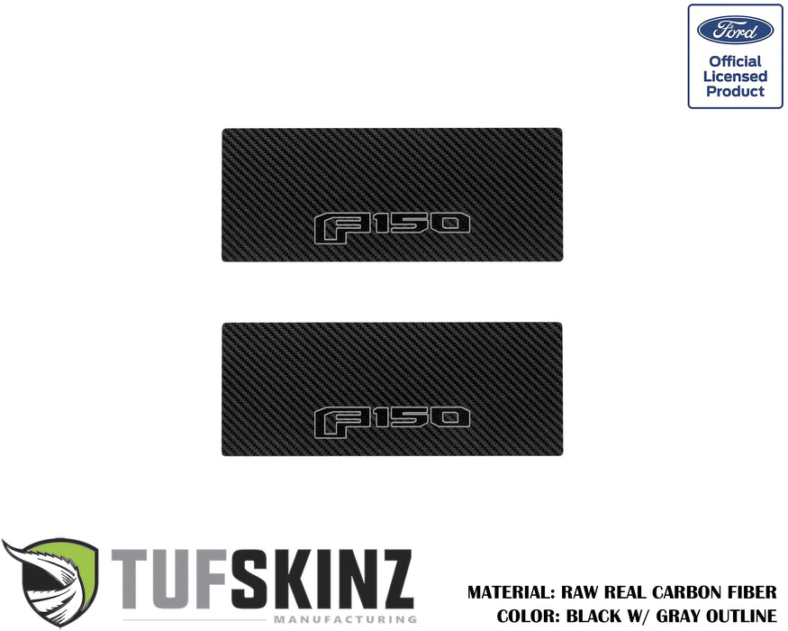 Door Sill(Rear Doors) Accent Trim Fits 2015-2020 Ford F-150 (F-150)Black w/Gray Outline Logo