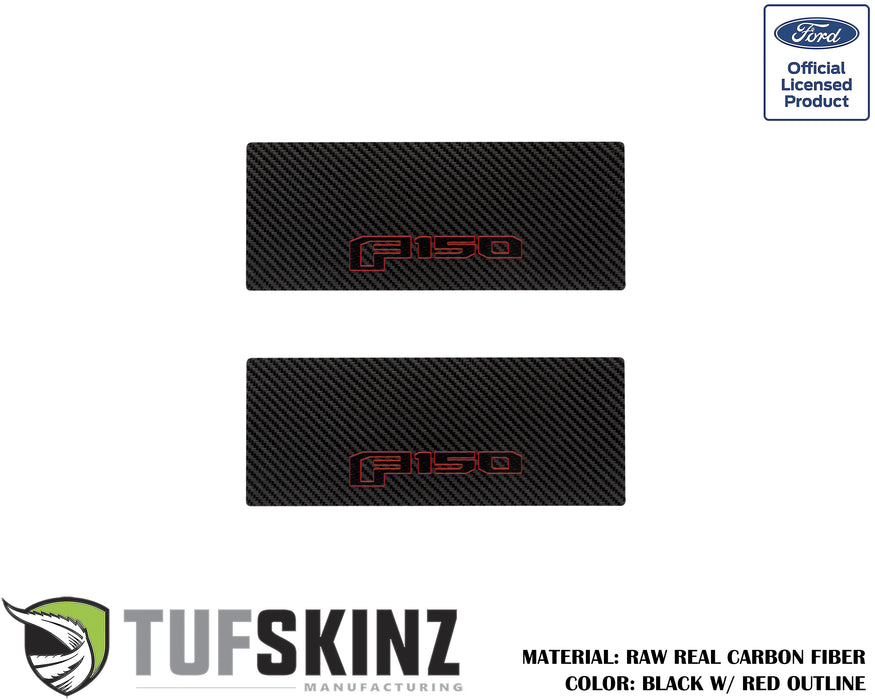 Door Sill(Rear Doors) Accent Trim Fits 2015-2020 Ford F-150 (F-150)Black w/Red Outline Logo