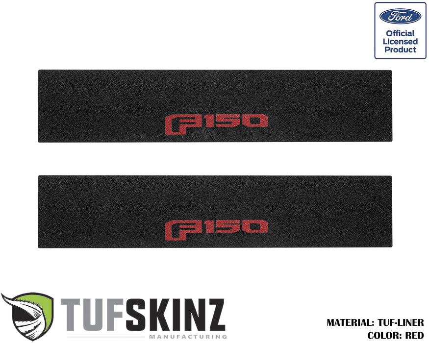TUF-LINER Door Protection(Front Doors) Accent Trim Fits 2015-2020 Ford F-150 (f-150)Black Textured with Red Logo